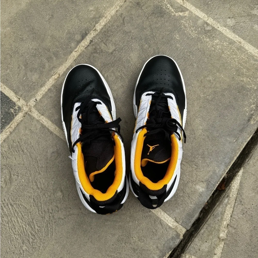 Jordan Stay Loyal Kids' Black, White, and Yellow Sneakers, Size 6.5Y